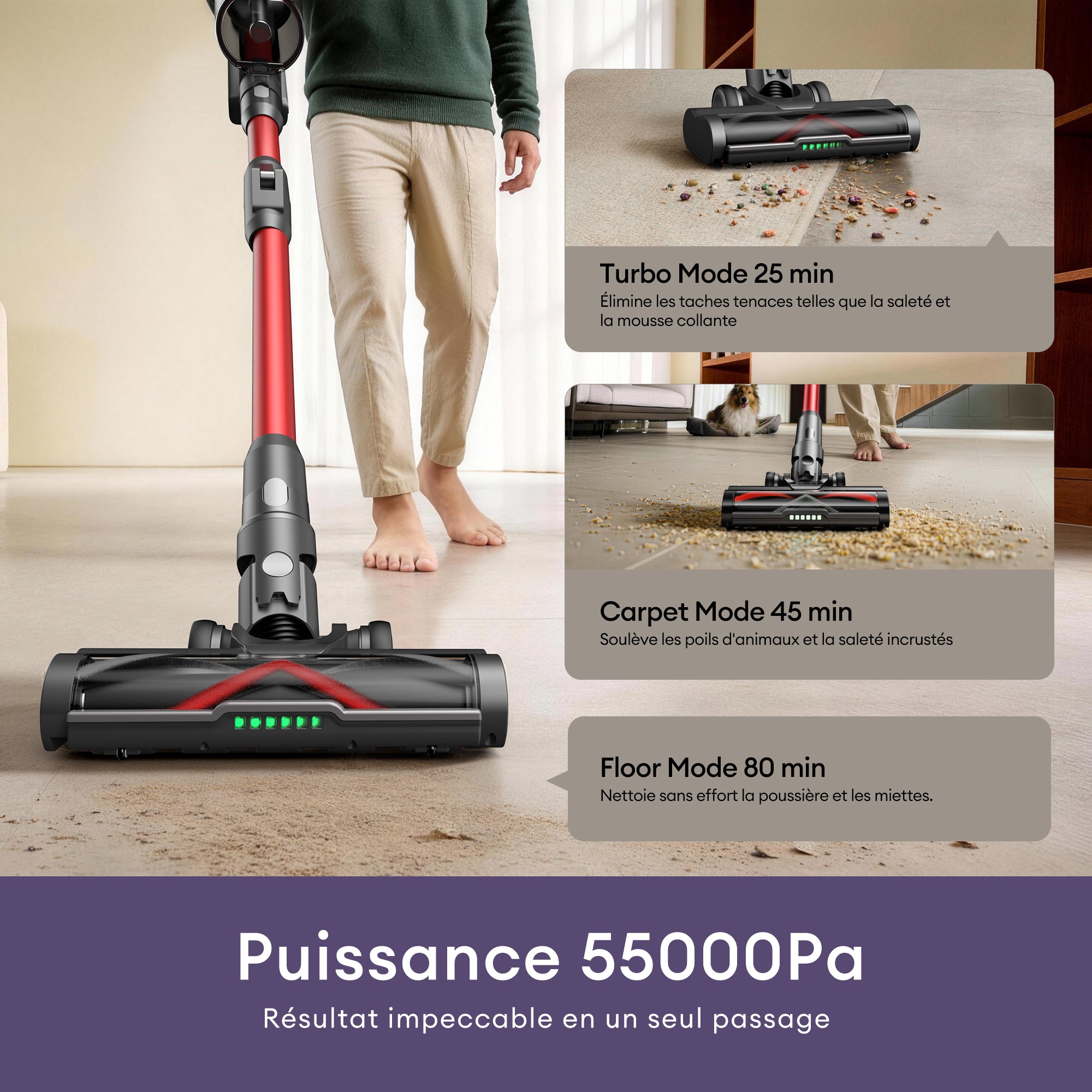 Ultenic U18 PowerPro | Aspirateur Balai Sans Fil 55kPa Officiel