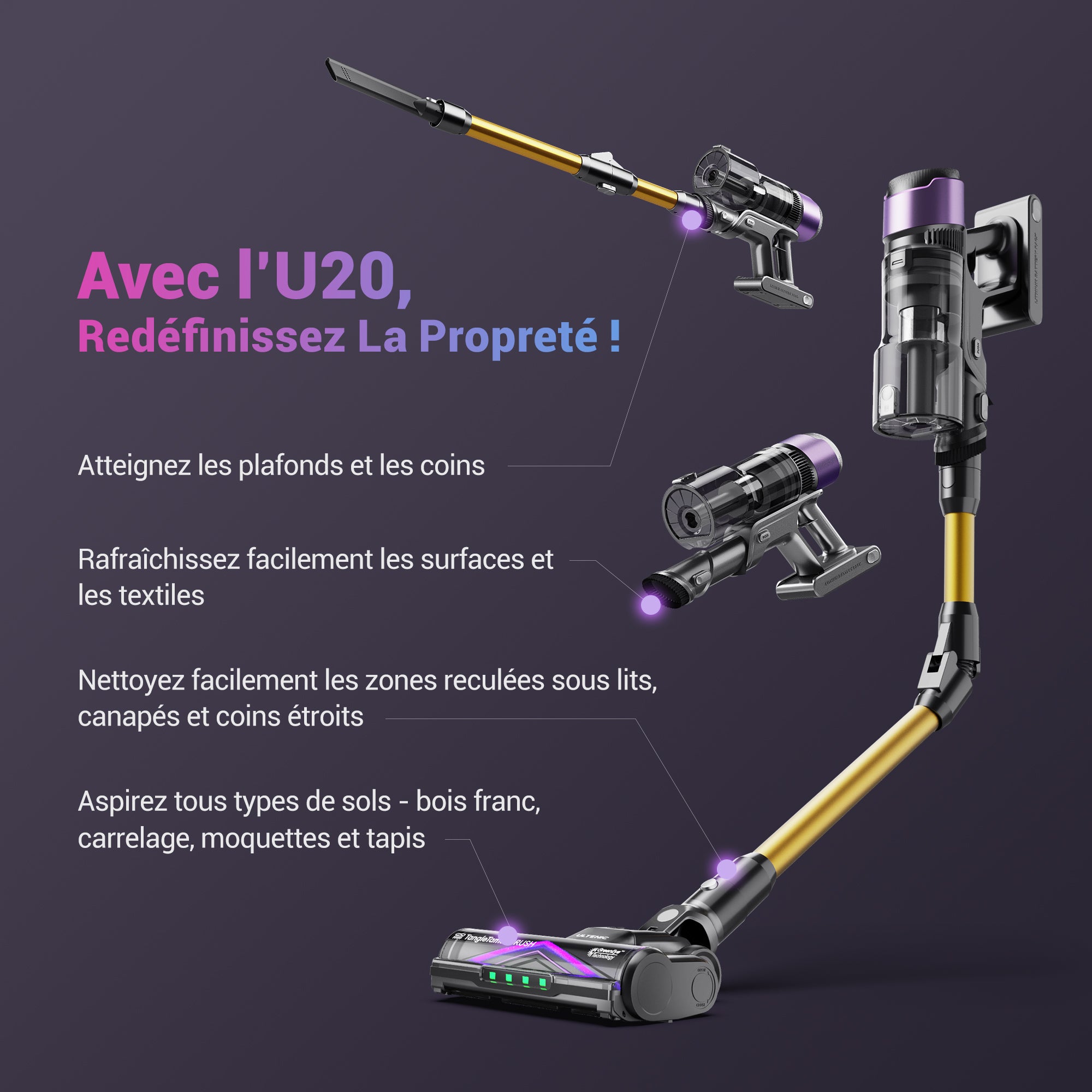 Ultenic U20 Aspirateur Balai Sans Fil