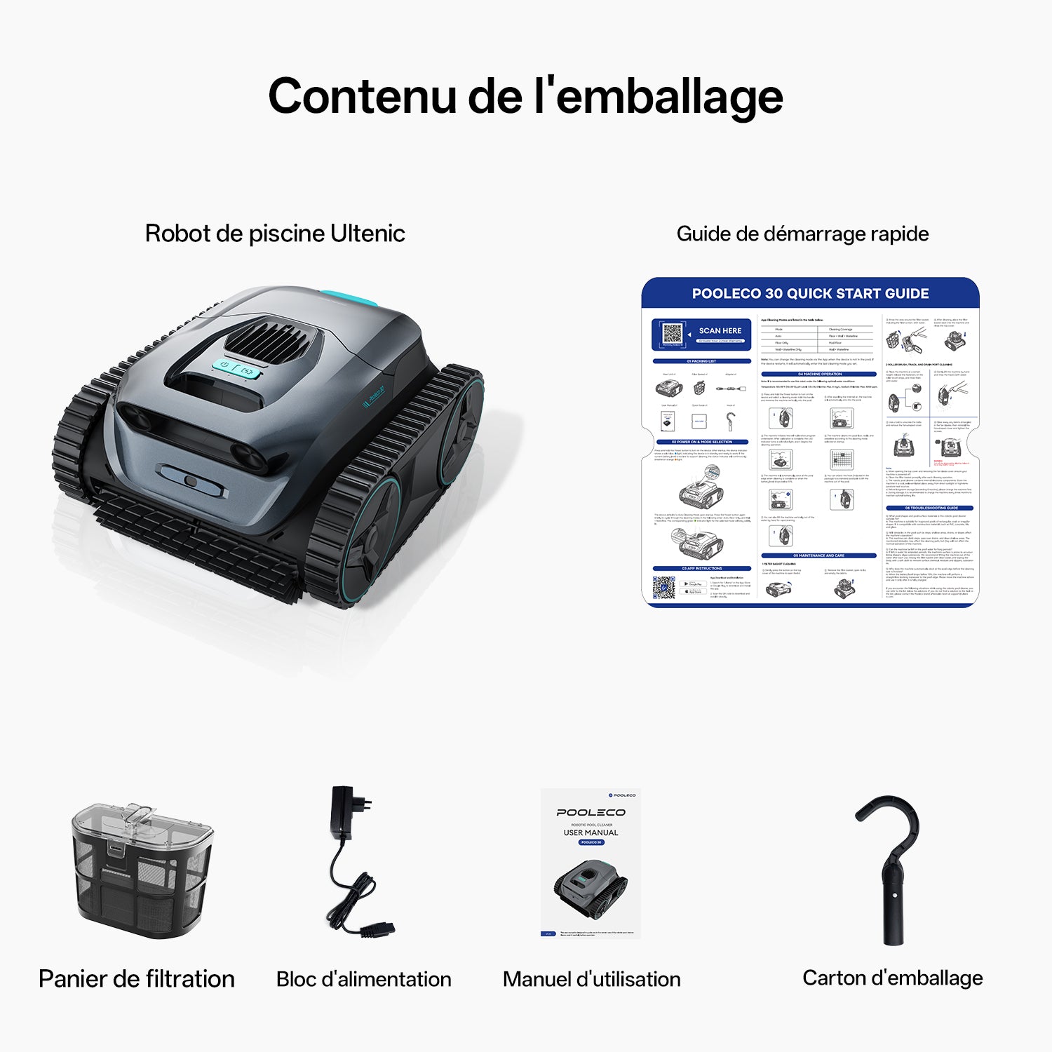 Ultenic Pooleco 30 Robot de Piscine Sans Fil