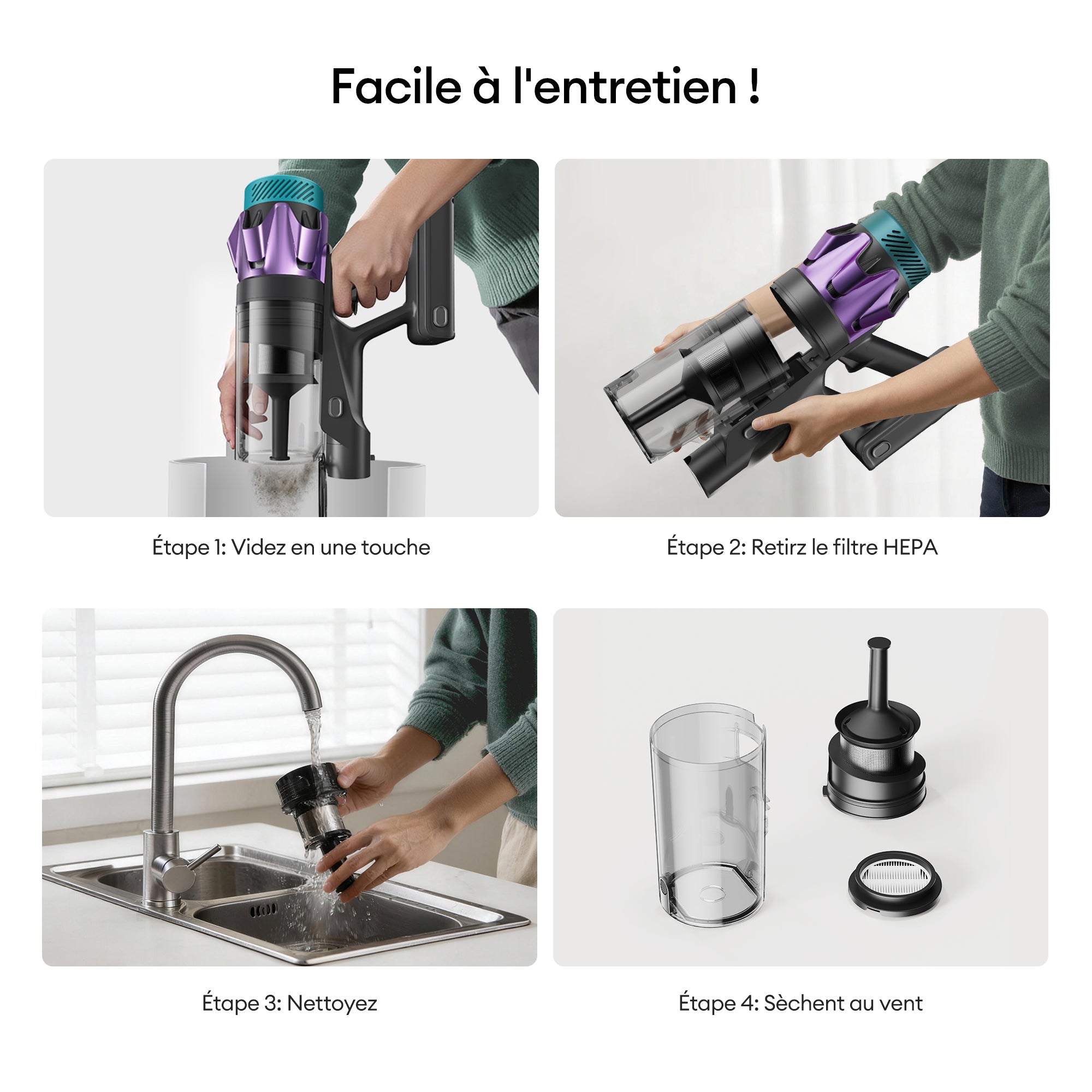 Ultenic U18 PowerPro | Aspirateur Balai Sans Fil 55kPa Officiel