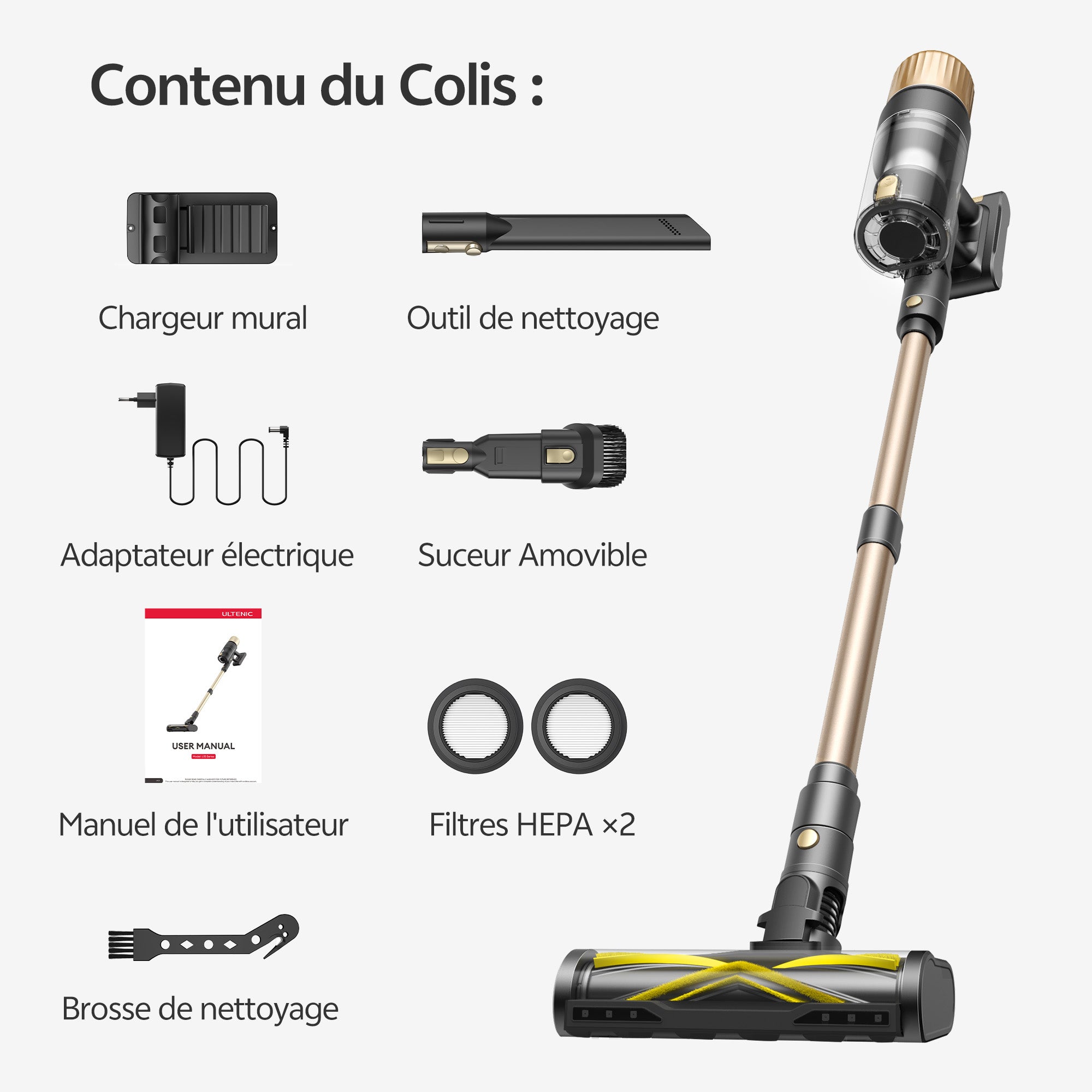 Ultenic U15 Aspirateur Balai Sans Fil
