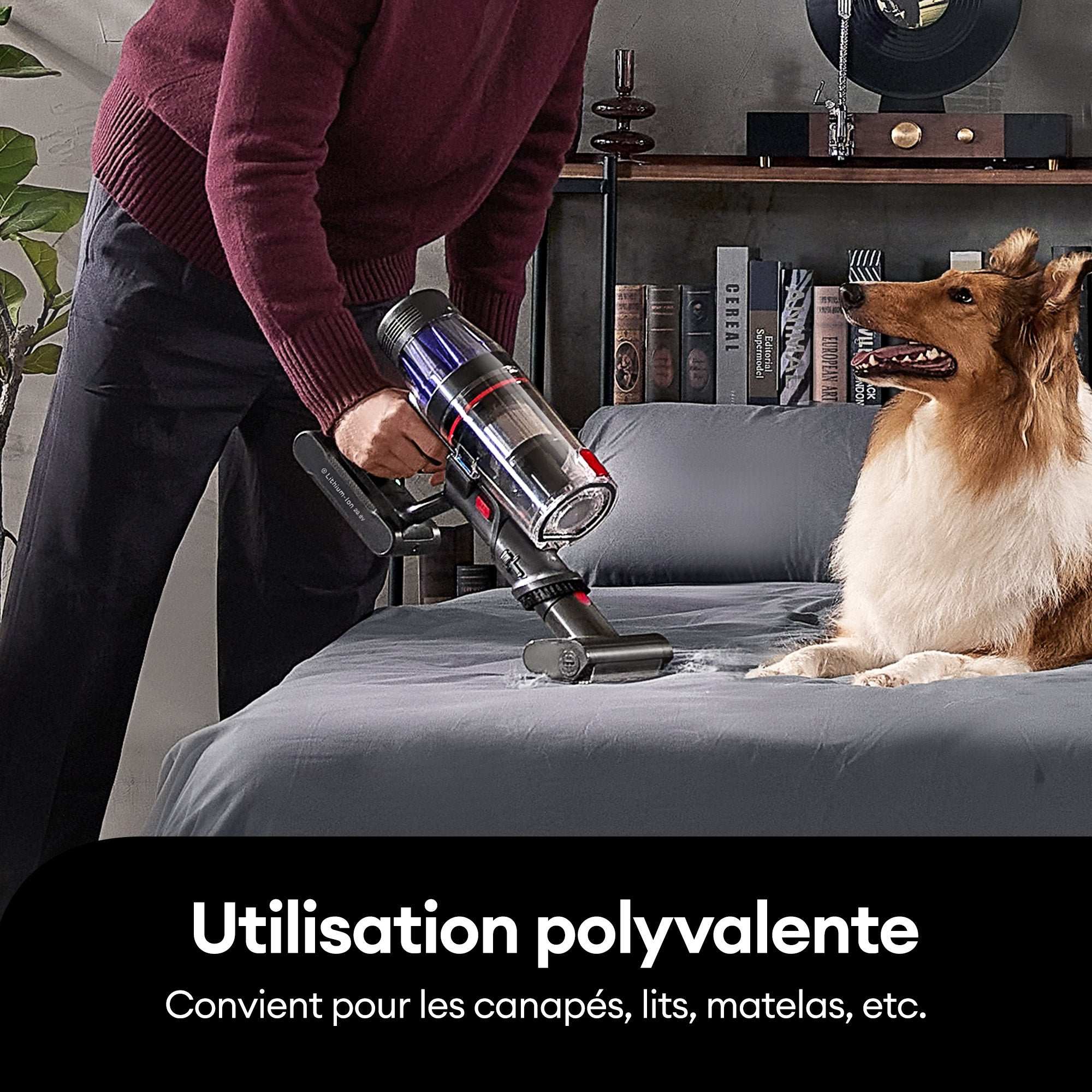 Ultenic U16 Flex avec la brosse anti-acariens sur un matelas