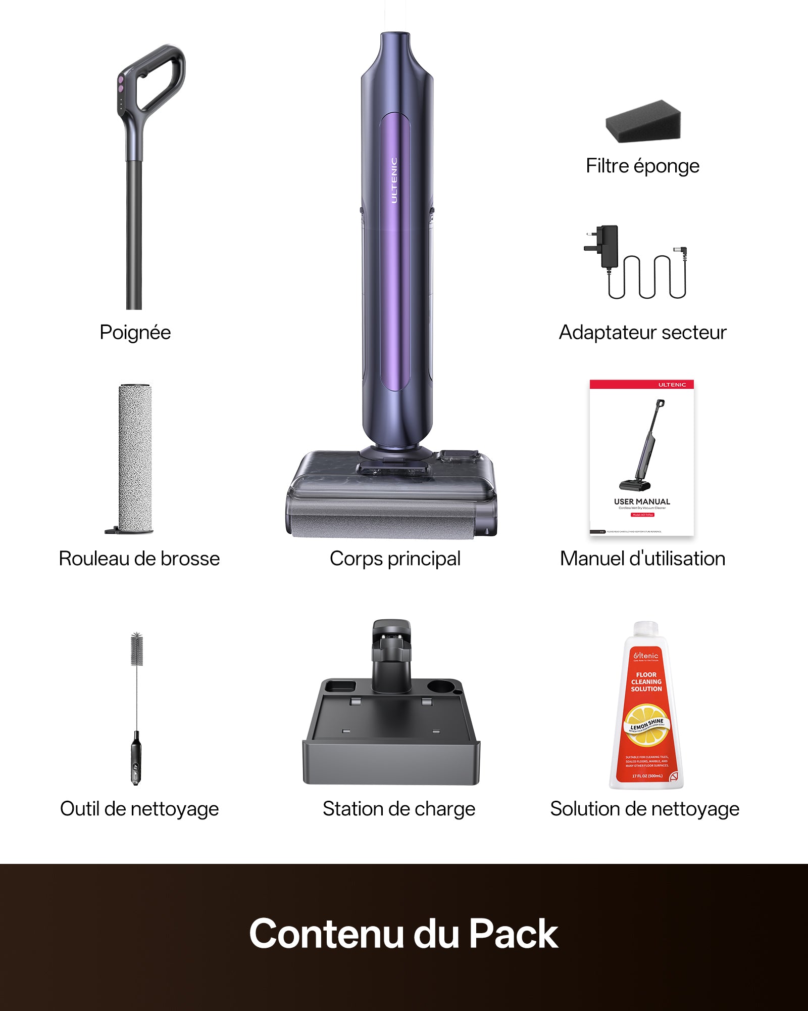 Ultenic AC1 TriFlex Aspirateur Laveur Sans Fil