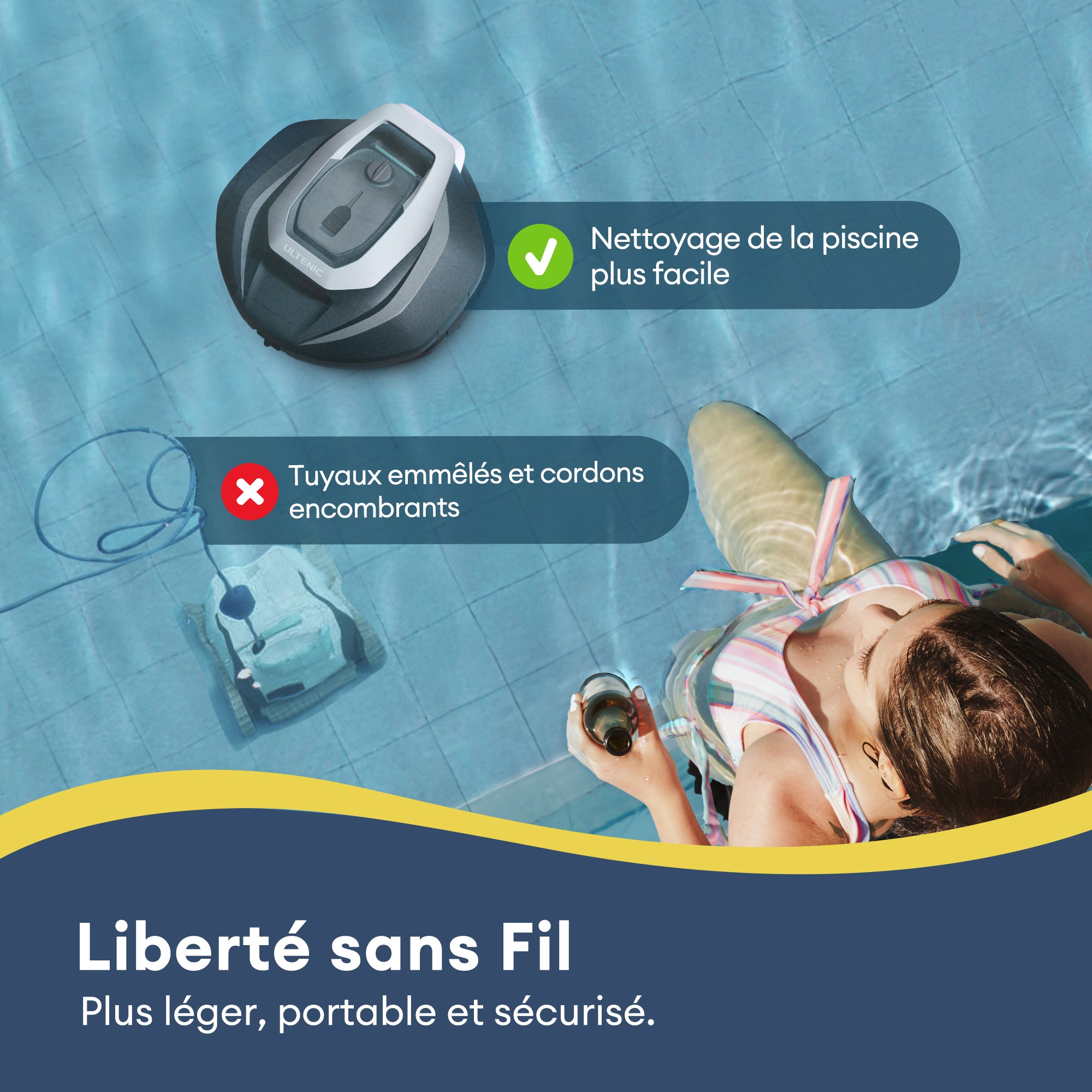 Ultenic Pooleco 10 Series Nettoyeur de Robot Piscine Sans Fil